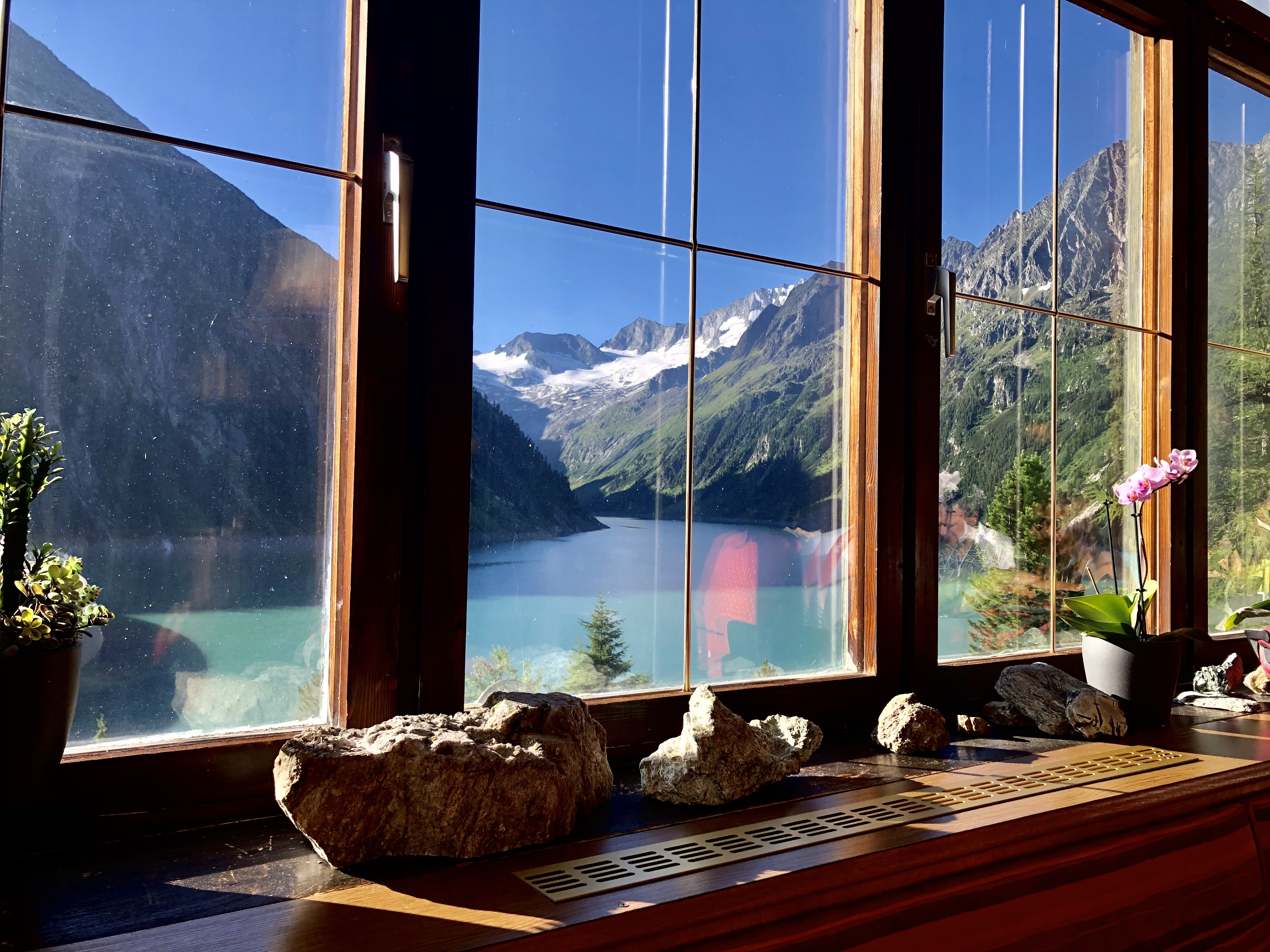 Blick auf den Schlegeisspeicher aus der Dominikushütte